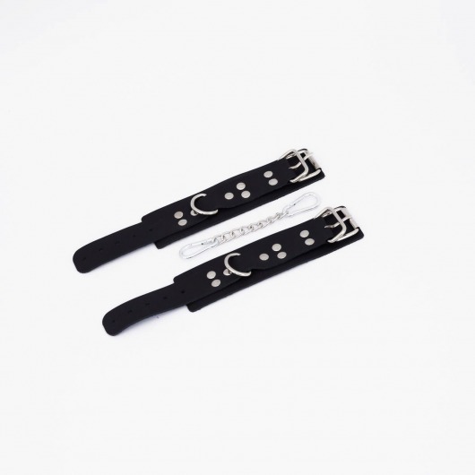 Черные кожаные наручники с регулируемыми ремешками - Crazy Handmade - купить с доставкой в Химках