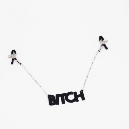 Зажимы на соски с кожаной подвеской Bitch - Crazy Handmade - купить с доставкой в Химках