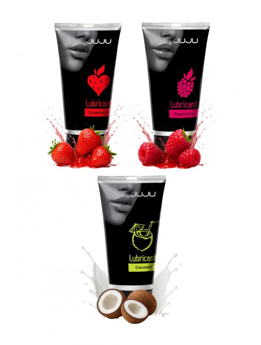 Набор из 3 съедобных лубрикантов JUJU (клубника, малина, кокос) - JuJu - купить с доставкой в Химках