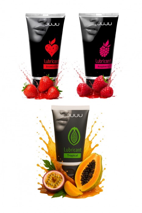 Набор из 3 съедобных лубрикантов JUJU (клубника, малина, тропические фрукты) - JuJu - купить с доставкой в Химках