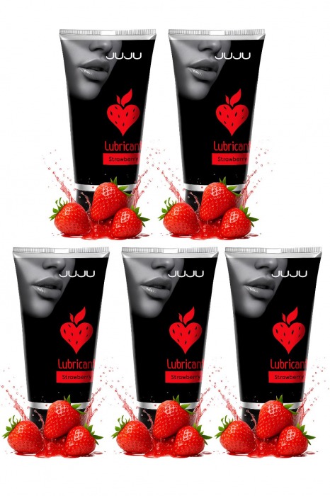 Набор из 5 съедобных лубрикантов JUJU со вкусом клубники - JuJu - купить с доставкой в Химках