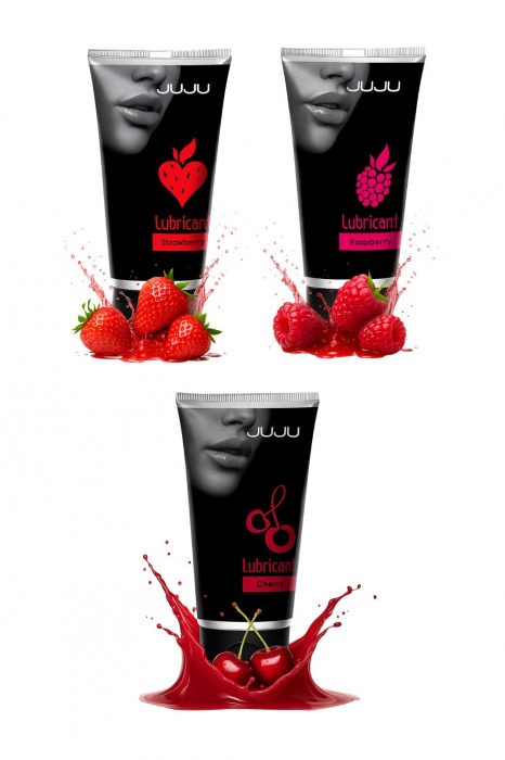 Набор из 3 съедобных лубрикантов JUJU (клубника, малина, вишня) - JuJu - купить с доставкой в Химках