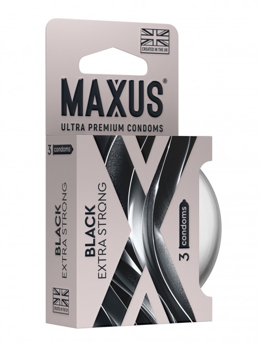 Черные утолщенные презервативы MAXUS Extra Strong с железным кейсом - 3 шт. - Maxus - купить с доставкой в Химках