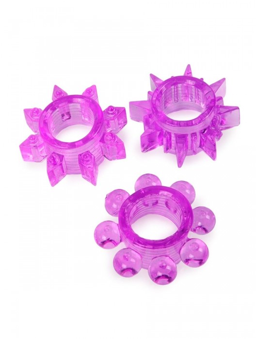 Набор из 3 лиловых эрекционных колец различной формы - Erowoman-Eroman - в Химках купить с доставкой