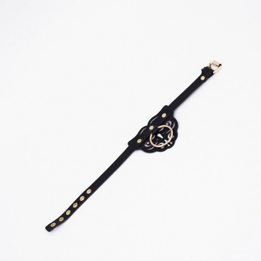 Черный чокер с клепками и золотистой фурнитурой - Crazy Handmade - купить с доставкой в Химках