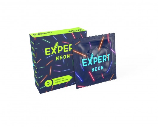 Светящиеся в темноте презервативы Expert Neon - 3 шт. - Expert - купить с доставкой в Химках