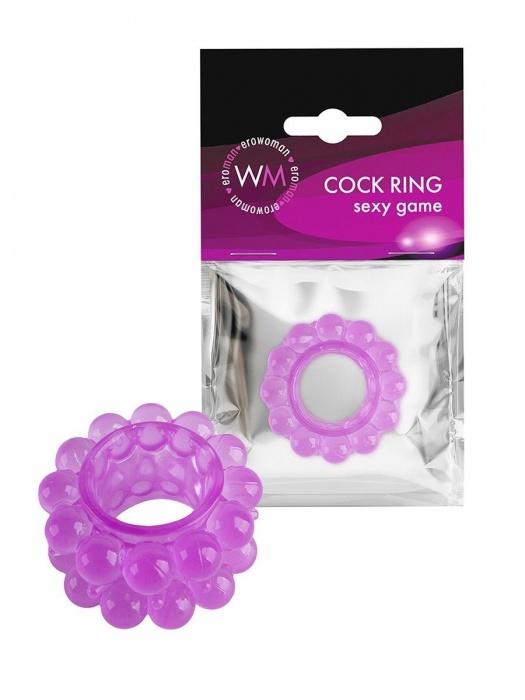 Лиловое эрекционное кольцо с 2 рядами стимулирующих шариков - Erowoman-Eroman - в Химках купить с доставкой