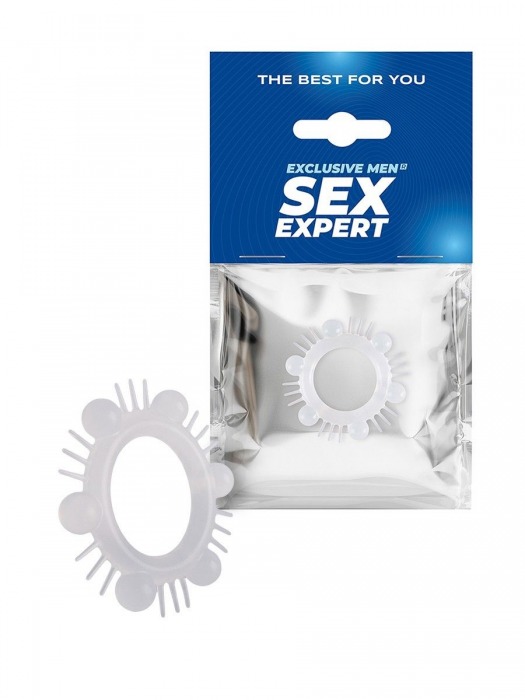 Эластичное эрекционное кольцо с шипиками и шариками - Sex Expert - в Химках купить с доставкой