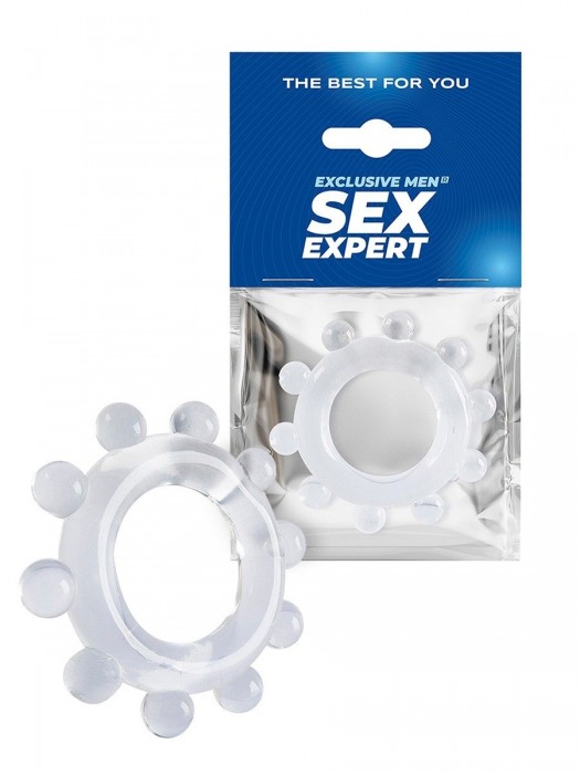 Прозрачное эрекционное кольцо со стимулирующими шариками - Sex Expert - в Химках купить с доставкой