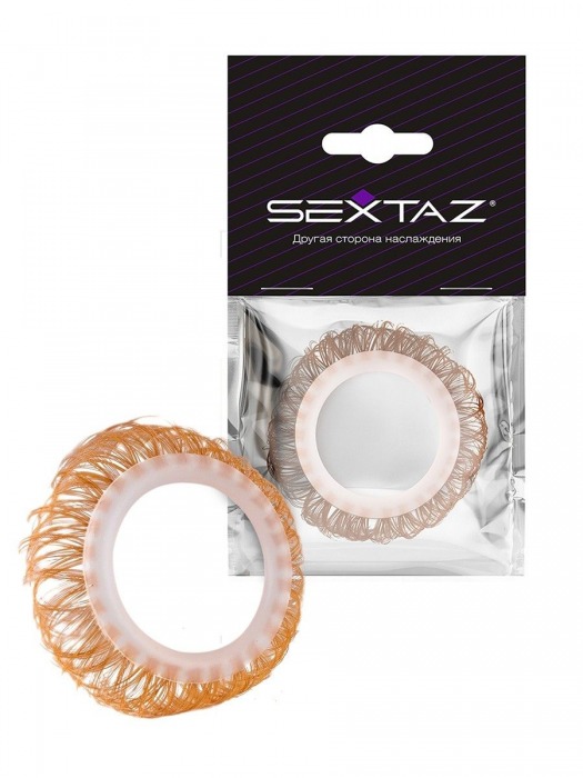 Эрекционное кольцо с бежевыми «ресничками» - Sextaz - в Химках купить с доставкой