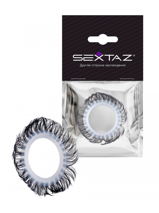 Эластичное эрекционное колечко с черными «ресничками» - Sextaz - в Химках купить с доставкой