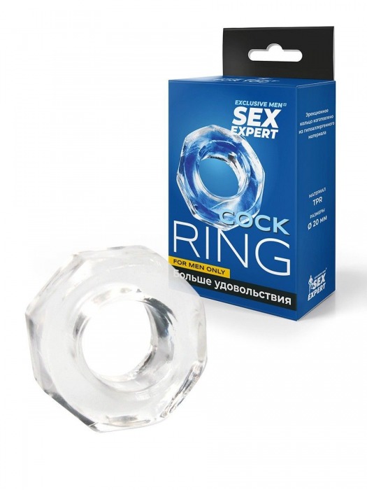 Прозрачное эрекционное кольцо в форме гайки - Sex Expert - в Химках купить с доставкой