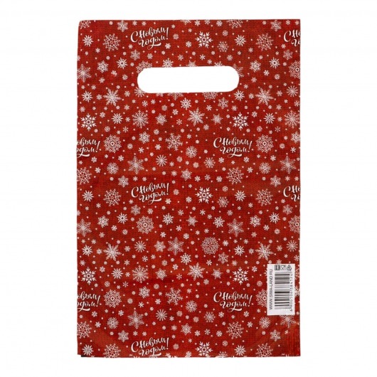 Красный подарочный новогодний пакет с вырубной ручкой (20х30 см) - Сима-Ленд - купить с доставкой в Химках