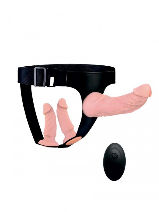 Женский страпон с 3 насадками и вибрацией - Erowoman-Eroman - купить с доставкой в Химках