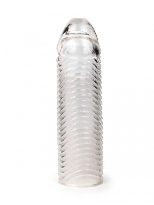 Прозрачная закрытая насадка на пенис с ребрышками - 16 см. - Sex Expert - в Химках купить с доставкой