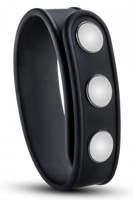 Черное эрекционное кольцо на кнопках - Blush Novelties - в Химках купить с доставкой