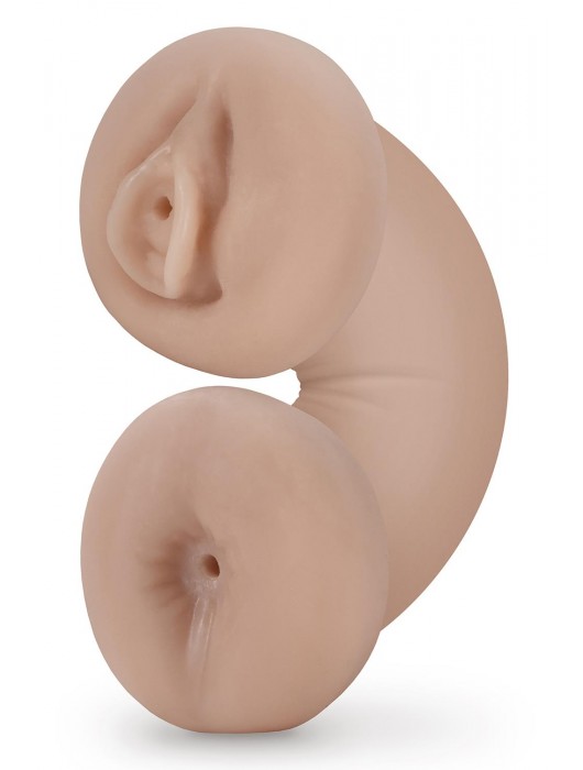 Телесный люминесцентный двусторонний мастурбатор Tasha - Blush Novelties - в Химках купить с доставкой