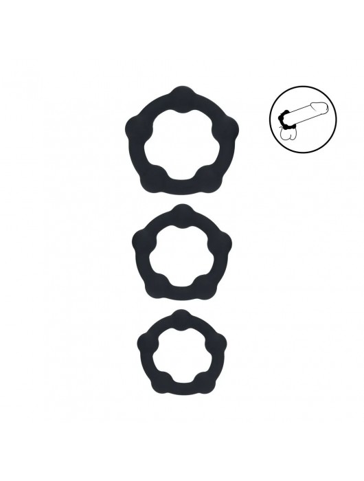 Набор из 3 эрекционных колец Beaded Silicone Cockring Set - Shots Media BV - в Химках купить с доставкой