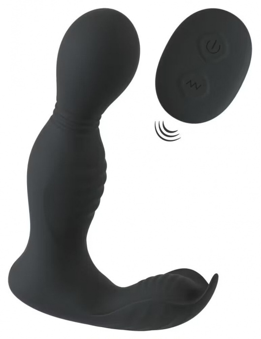 Черная анальная пробка с вибрацией, вращением и пультом ДУ RC Butt Plug with 2 Functions - Orion - в Химках купить с доставкой