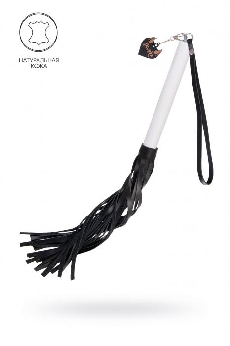 Плеть с белой рукоятью и чёрными хлыстами - 50 см. - Pecado - купить с доставкой в Химках