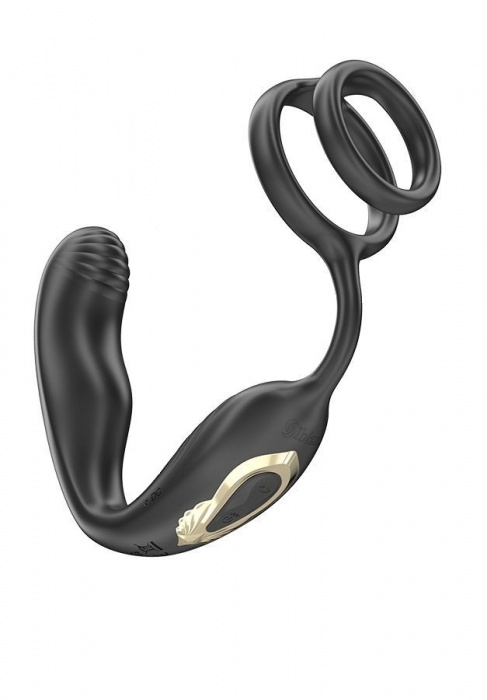 Черная анальная пробка с вращением и эрекционными кольцами - Ibiza - в Химках купить с доставкой