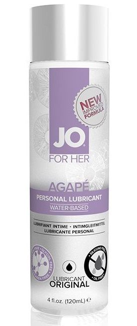 Женский лубрикант на водной основе JO AGAPE LUBRICANT ORIGINAL - 120 мл. - System JO - купить с доставкой в Химках