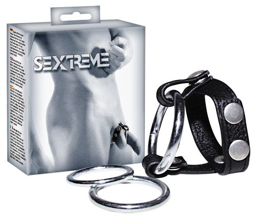 Подхват для мошонки с 3 съемными эрекционными кольцами Leder-Riemen - Orion - в Химках купить с доставкой