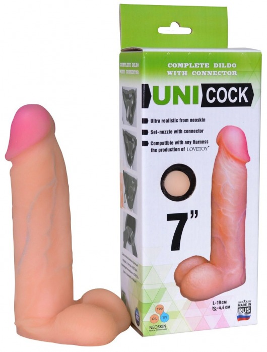 Фаллическая насадка Харнесс UNICOCK 7  - 19 см. - LOVETOY (А-Полимер) - купить с доставкой в Химках