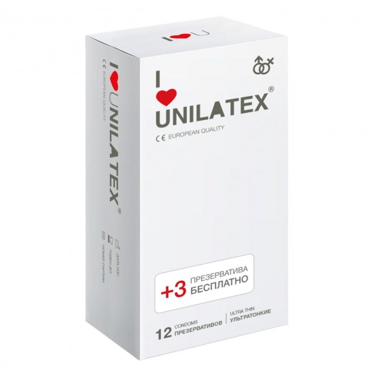 Ультратонкие презервативы Unilatex Ultra Thin - 12 шт. + 3 шт. в подарок - Unilatex - купить с доставкой в Химках