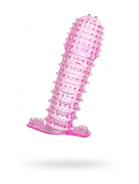Гелевая розовая насадка с шипами - 12 см. - Toyfa Basic - в Химках купить с доставкой