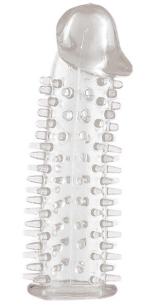 Прозрачная насадка на половой член с закрытой головкой и шипами - 12,5 см. - Toyfa Basic - в Химках купить с доставкой