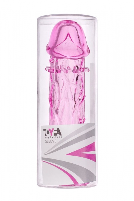 Гладкая розовая насадка с усиками под головкой - 12,5 см. - Toyfa Basic - в Химках купить с доставкой