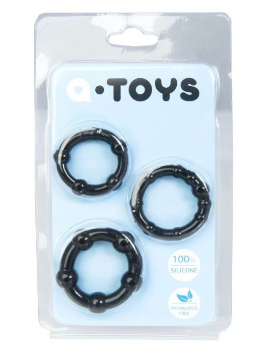 Набор из 3 чёрных эрекционных колец A-toys - A-toys - в Химках купить с доставкой