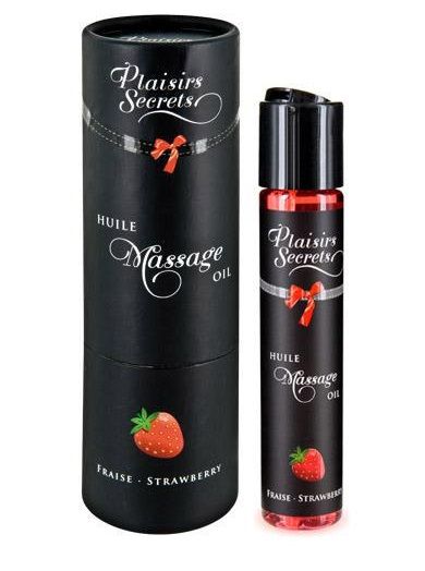 Массажное масло с ароматом клубники Huile de Massage Gourmande Fraise des Bois - 59 мл. - Plaisir Secret - купить с доставкой в Химках