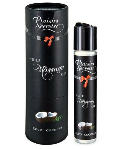 Массажное масло с ароматом кокоса Huile de Massage Gourmande Coco - 59 мл. - Plaisir Secret - купить с доставкой в Химках