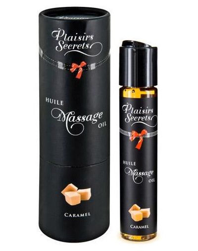 Массажное масло с ароматом карамели Huile de Massage Gourmande Caramel - 59 мл. - Plaisir Secret - купить с доставкой в Химках