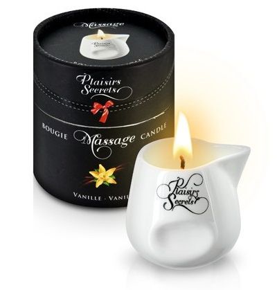 Массажная свеча с ароматом ванили Bougie Massage Gourmande Vanille - 80 мл. - Plaisir Secret - купить с доставкой в Химках