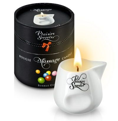 Массажная свеча с ароматом бубль-гума Bougie de Massage Gourmande Bubble Gum - 80 мл. - Plaisir Secret - купить с доставкой в Химках