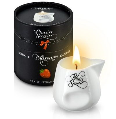 Массажная свеча с ароматом клубники Bougie de Massage Gourmande Fraise - 80 мл. - Plaisir Secret - купить с доставкой в Химках