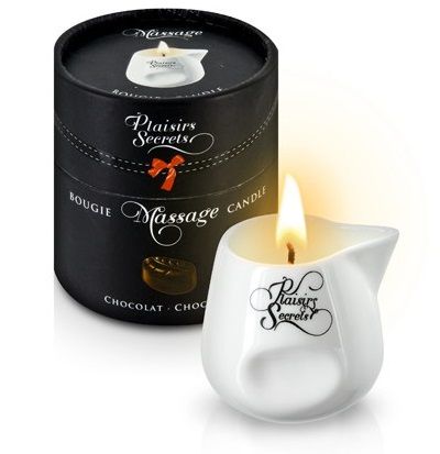 Массажная свеча с ароматом шоколада Bougie de Massage Gourmande Chocolat - 80 мл. - Plaisir Secret - купить с доставкой в Химках