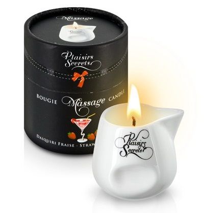 Массажная свеча с ароматом клубничного дайкири Bougie de Massage Daikiri Fraise - 80 мл. - Plaisir Secret - купить с доставкой в Химках