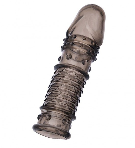 Дымчатая закрытая насадка ToyFa XLover с чешуйками и пупырышками - 13,5 см. - ToyFa - в Химках купить с доставкой