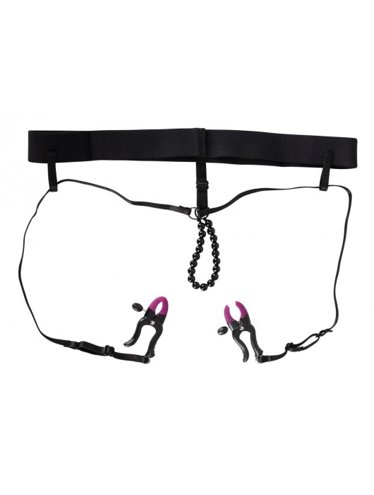 Трусики с зажимами для половых губ и бусинками для массажа промежности - Orion - купить с доставкой в Химках