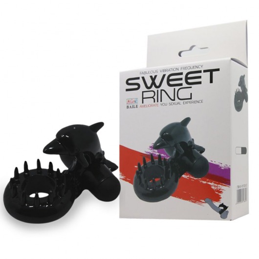 Чёрное эрекционное виброкольцо Sweet Ring с дельфинчиком - Baile - в Химках купить с доставкой