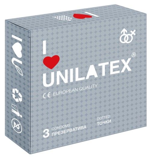 Презервативы с точками Unilatex Dotted - 3 шт. - Unilatex - купить с доставкой в Химках