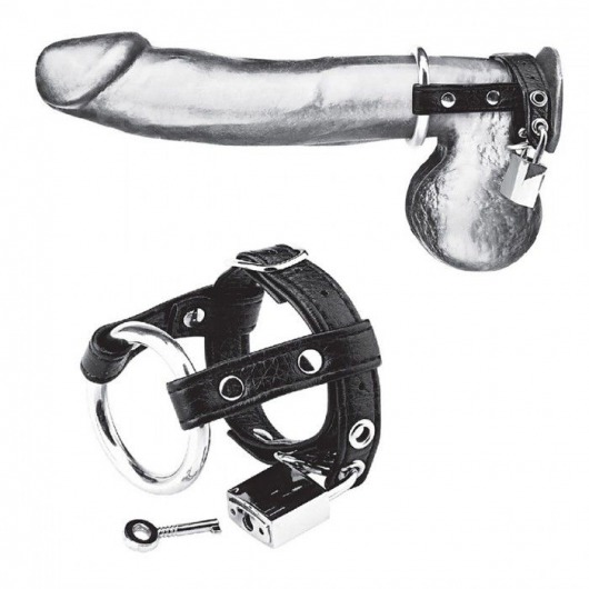 Утяжка на пенис на замочке Duo Cock And Ball Lock - BlueLine - купить с доставкой в Химках