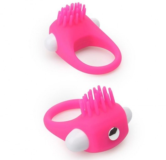 Розовое эрекционное кольцо с щеточкой LIT-UP SILICONE STIMU RING 5 - Dream Toys - в Химках купить с доставкой