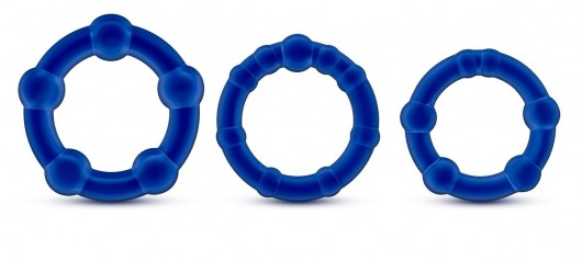 Набор из 3 синих эрекционных колец Stay Hard Beaded Cockrings - Blush Novelties - в Химках купить с доставкой