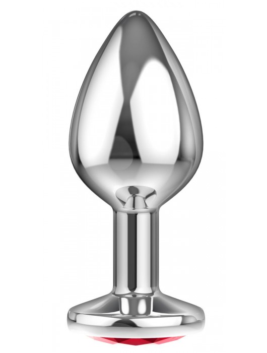 Большая серебристая анальная пробка Diamond Red Sparkle Large с красным кристаллом - 8 см. - Lola Games - купить с доставкой в Химках