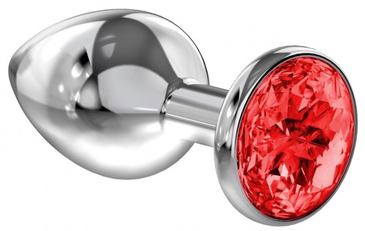 Большая серебристая анальная пробка Diamond Red Sparkle Large с красным кристаллом - 8 см. - Lola Games - купить с доставкой в Химках